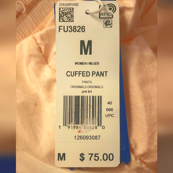 Adidas Originals Cuffed Pants Shiny Sweatpants Joggers Athletic Pink Tint FU3826 - Picture 7 of 7